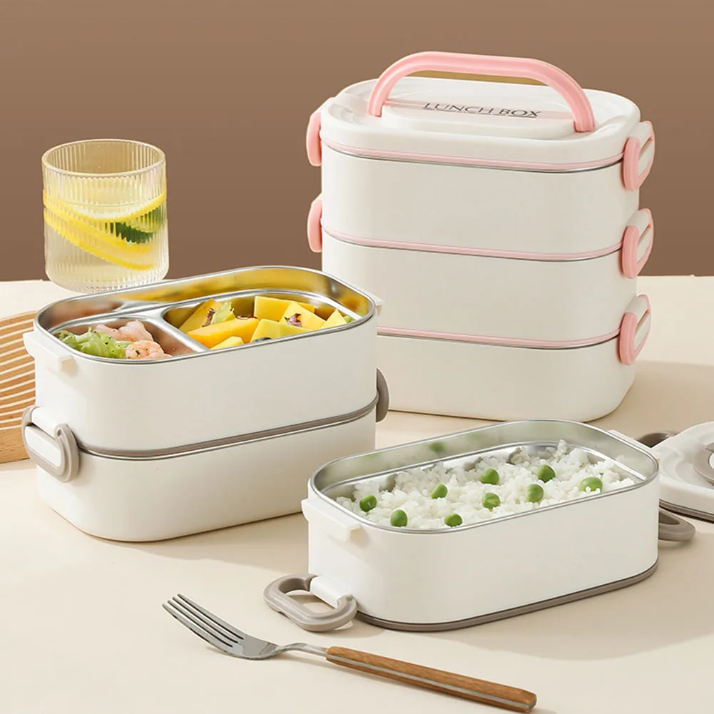 

1/2 /3layer Stainless Steel Insulated Lunch Box With Spoon Stackable Portable Bento Box Multi-layer Leak Proof Food Container