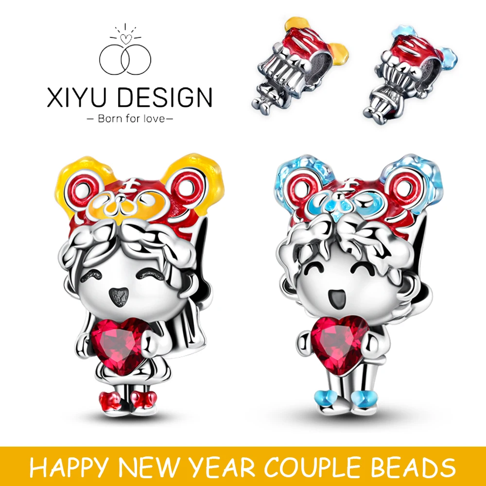 

Пара, новогодняя серия, серебро 925, милая бусина для девочек, украшения для мальчиков, оригинальный браслет-подвеска «сделай сам», женские подарки на день памяти