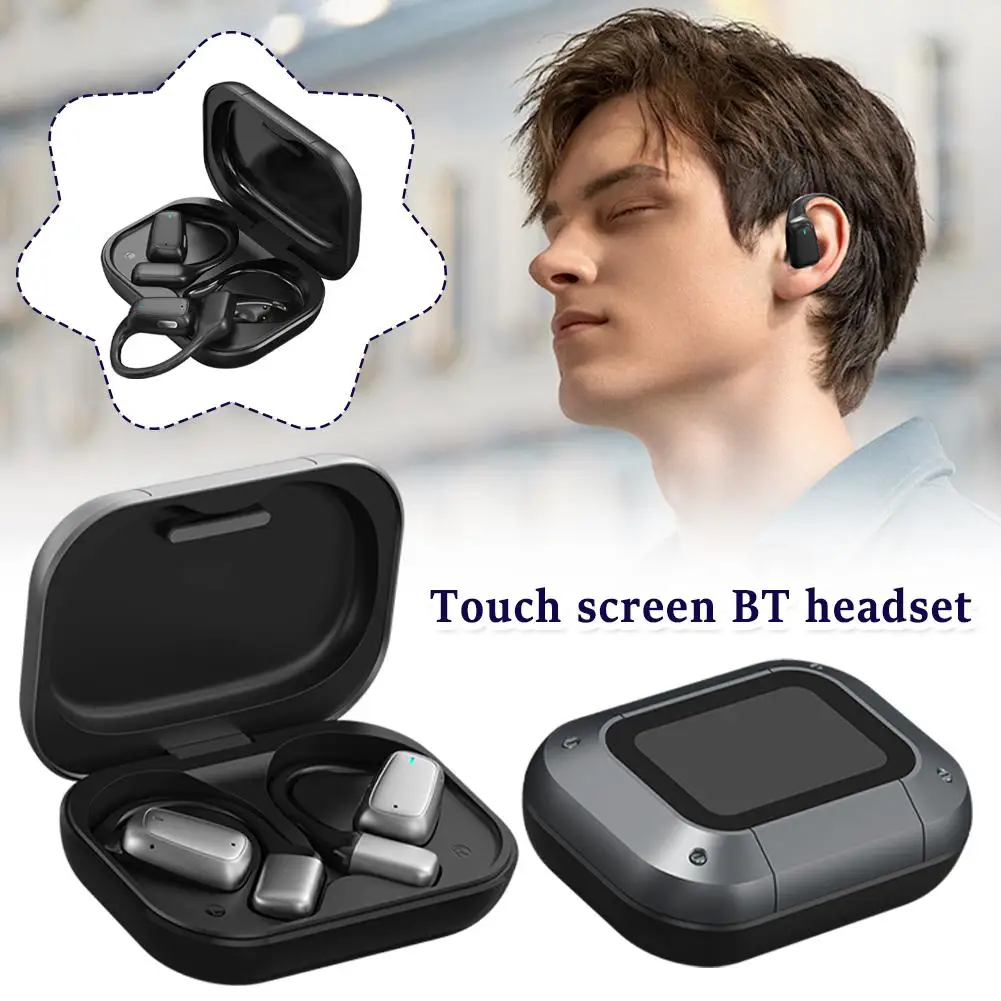 Bluetooth 5.4 Open Ear Headphone Earbuds LED Display Touch Screen Wireless Earhooks Earbuds For Sport Driving I1C0