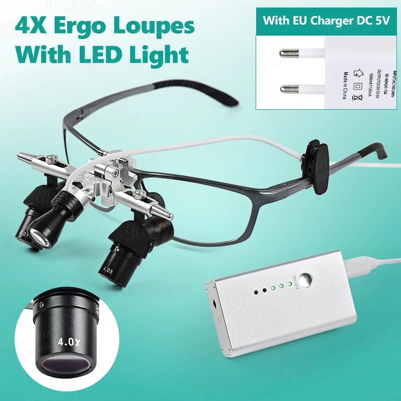 Tandheelkundige verrekijker vergrootglas 4X-6X Verstelbare vergrootglas 5 w LED Geneeskunde verrekijker vergrootglas licht Dental Tool