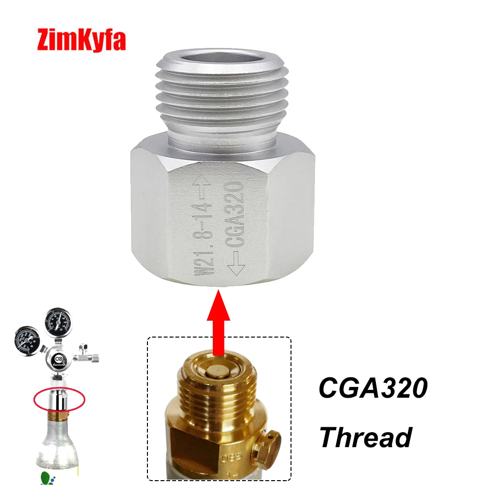 Convertor Female CGA320 to Male W21.8-14 CO2 Cylinder Canister Tank Regulator Adapter For Aquarium,Homebrew Beer