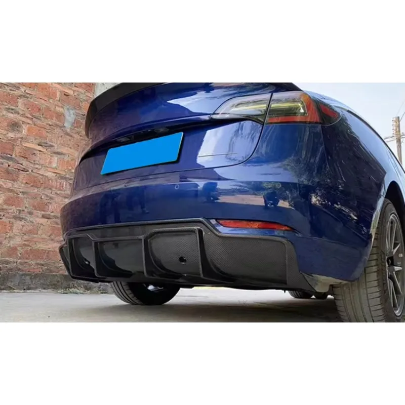 

V Style Rear Bumper Carbon Fiber Model 3 Rear Diffuser Lip For Tesla Model 3 Sedan 4-Door 2016-2020