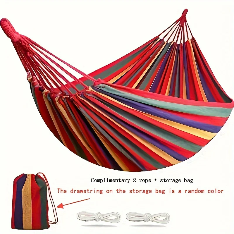 Fashionable Striped Patio Hammock All-Rounder - Anti-Roll Design Says Goodbye to Side-Overturning, Portable with Handheld Storag
