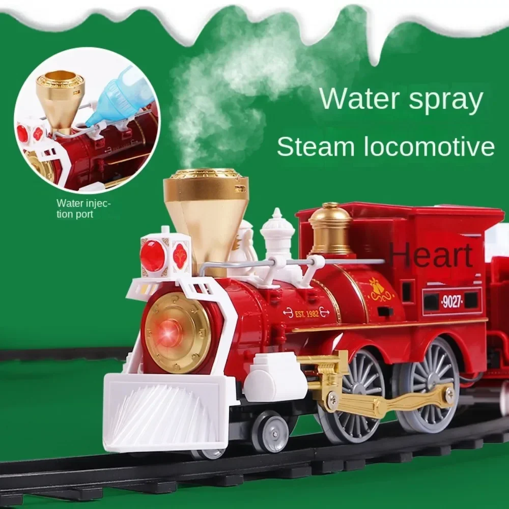 محاكاة عيد الميلاد خمر البخار التدخين قطار صغير عالية السرعة السكك الحديدية الكهربائية نموذج سيارة لعبة أطفال هدية