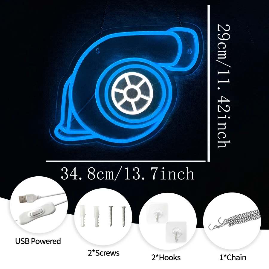 Turbocharger Led Neon Sign, Used For Wall Decor, Car Garage, Men'S Cave House Garage Repair Shop Party Birthday Christmas Gift.