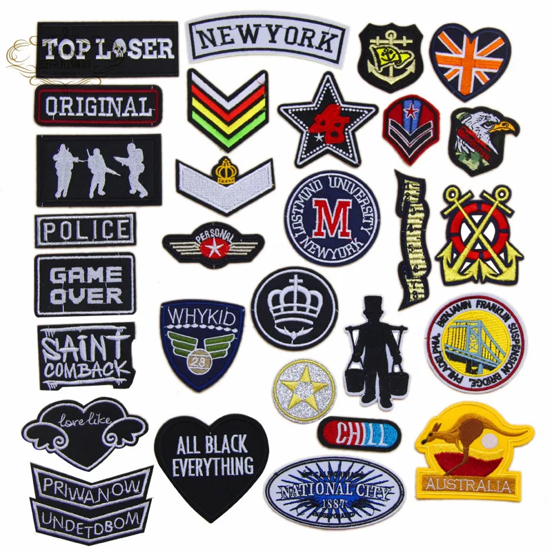 New arrival 10 pcs popular Badges Embroidered patches iron on fashion clothing bag hat shoe Motif Applique embroidery accessory