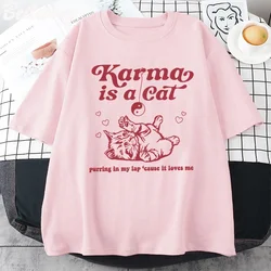 Karma Is A Cat 2024 Taylor Midnights Album Tshirt Short Tee Shirt Meet Me at Midnight Tops Camisetas Unisex Dropshipping