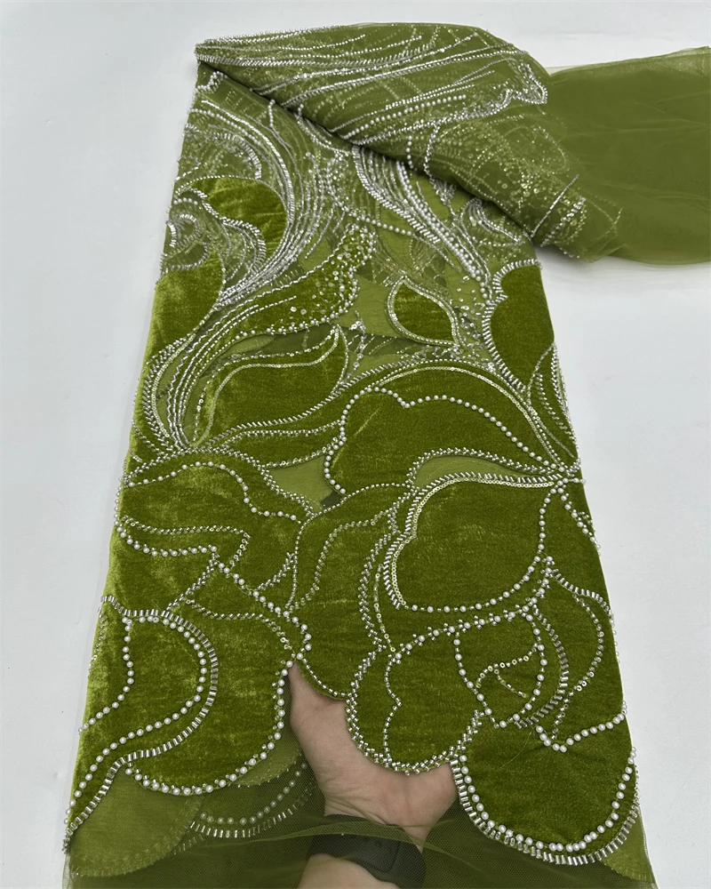 

African Velvet Lace Fabric High Quality Nigeria Lace French Velvet Lace Fabric For Party Wedding Dress Sewing Cloth