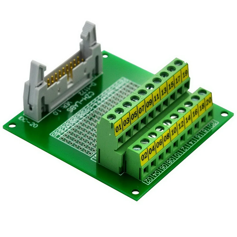 

CZH-LABS IDC-20 Male Header Connector Breakout Board Module, IDC Pitch 0.1", Terminal Block Pitch 0.2"