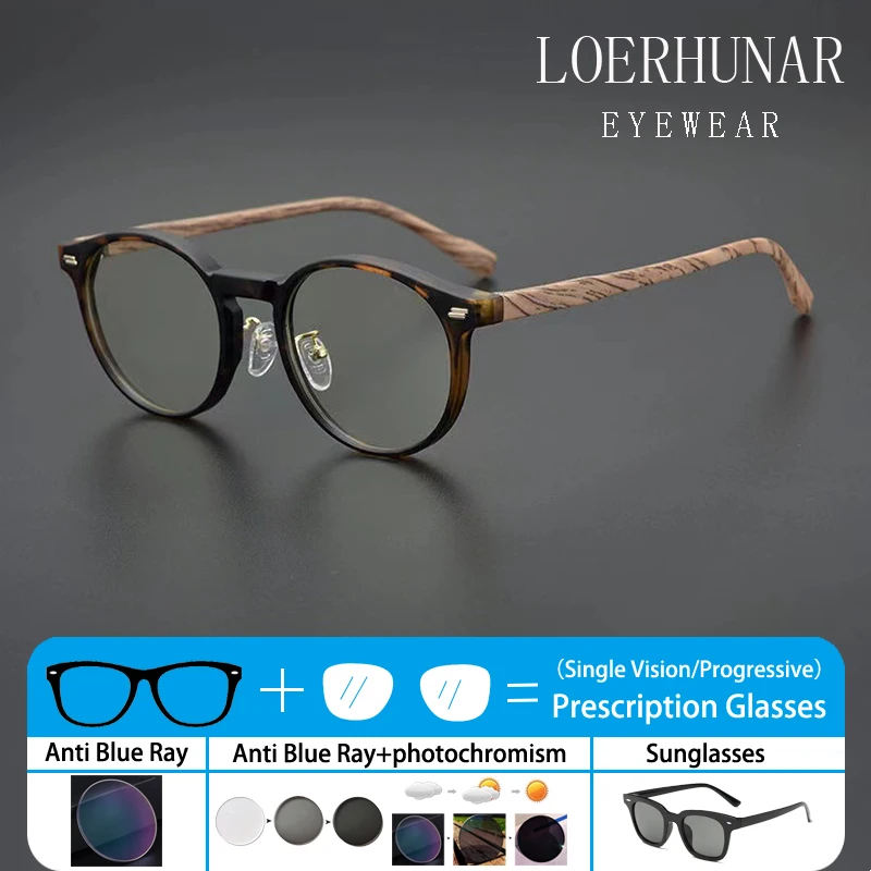 

New Retro Simple Round Progressive Prescription Glasses Men Anti Blue Light Photochromic Myopia UV Protection Eyeglasses