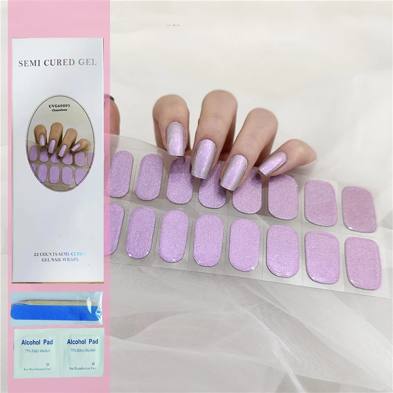 Japanese Korean Gel Nails Stickers Full Semi Cured Gel Nail Polish Strips Fingertip Artist Self-Adhesive Girl Beauty Nails Wraps