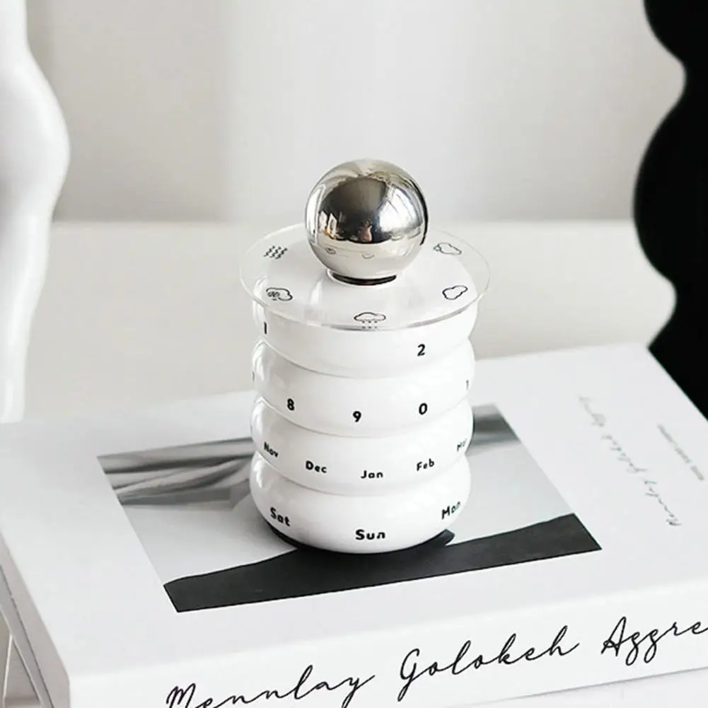 Durable Calendar Ornament Splicing Color Perpetual Calendar Shiny Acrylic Perpetual Calendar Ornament  Record Date
