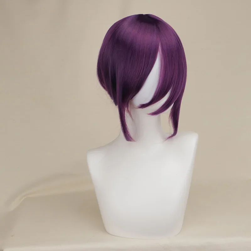 Reze Peruca Roxa para Festa de Carnaval, Anime Chainsaw Man, Rabo de Cavalo Perucas de Cabelo Humano, Fiber Wig Cap