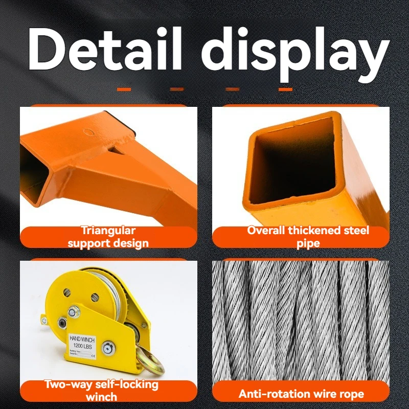 Hand Cranked Winch Air Conditioning Bracket Outdoor Unit Lifting Tool with Self-Locking Installation 1200 Lb Capacity