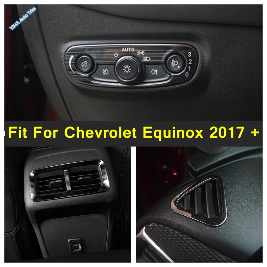 Stainless Steel Auto Headlight Switch Sequin Air Conditionnal Vent Cover Trim For Chevrolet Equinox 2017 - 2022 Accessories