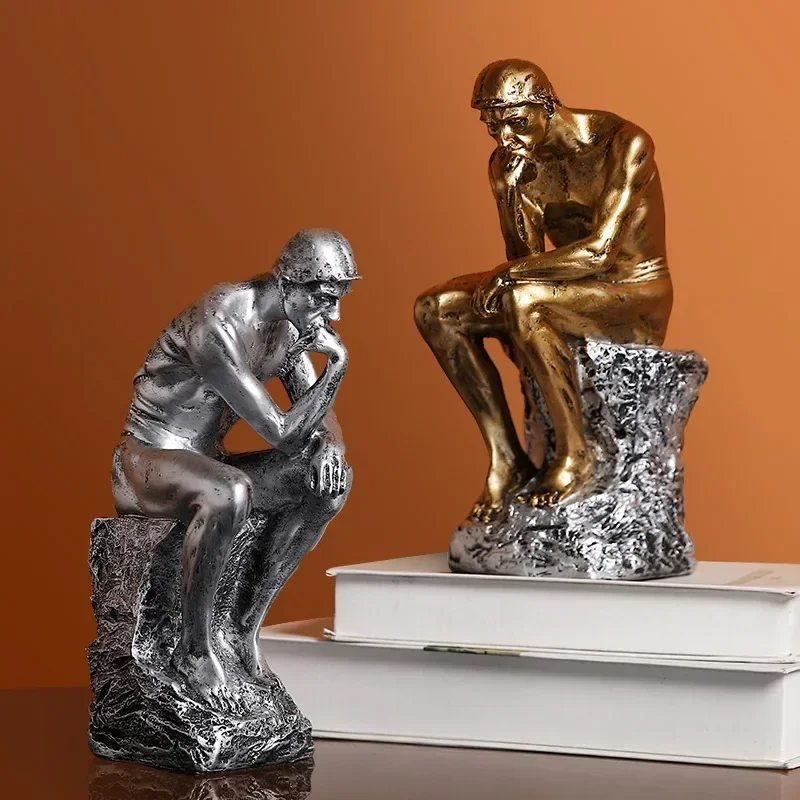 26cm Thinker Statue Resin Character Sculptures Home Decoration Abstract Figures Ornament Modern Art Figurines