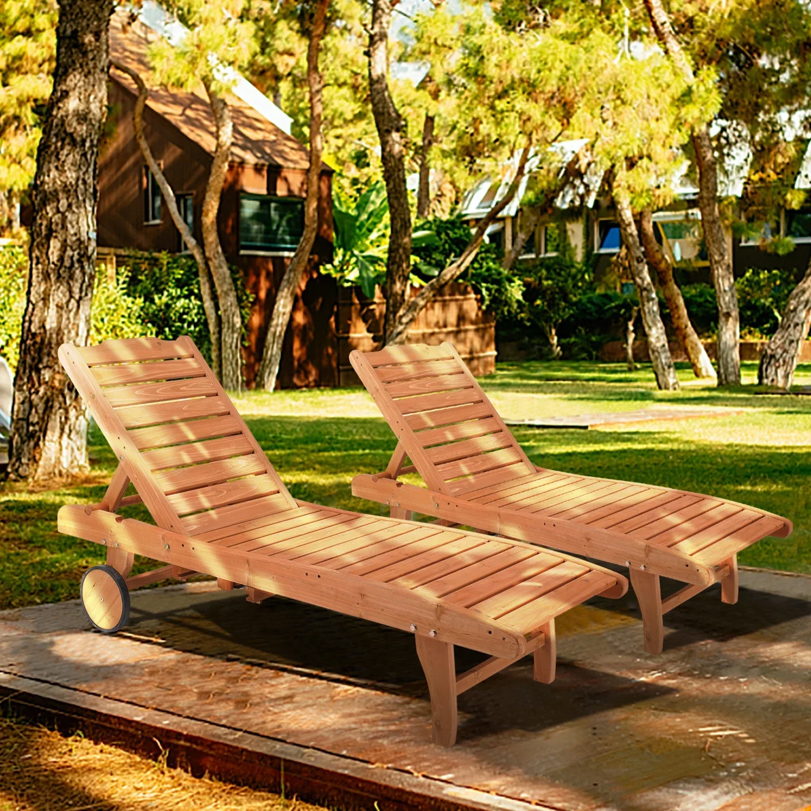 Wooden Bed Burlywood Outdoor for Garden Smooth Sliding