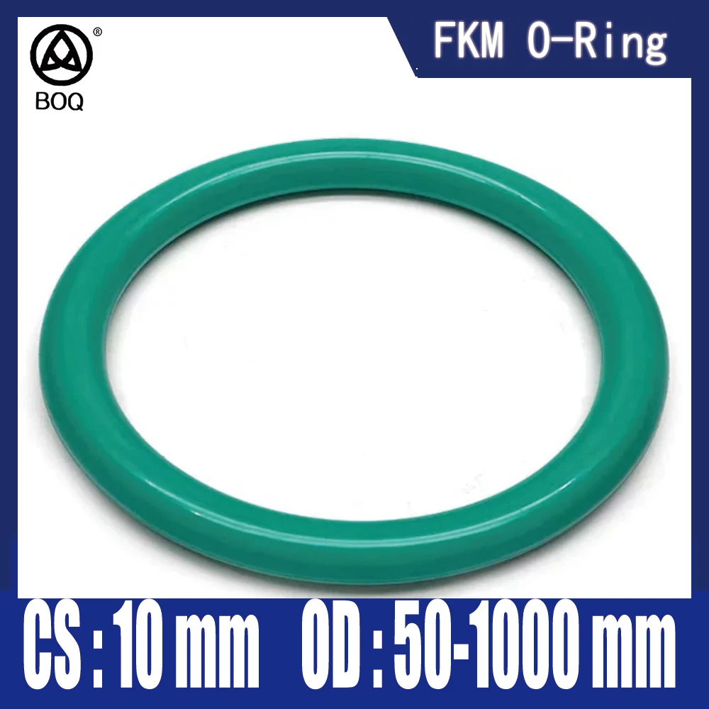 FKM Green Fluorine Rubber O-Ring OD50-1000mm, CS 10mm.Premium Sealing Gasket. Oil Resistant, Acid&Alkali Resistant&HT Resistant
