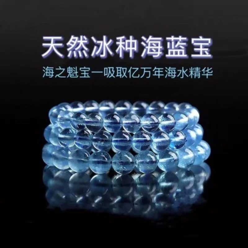 

Natural , Multi- , Three-Strand Aquamarine Women'S Bracelet, Blue Hand Acce