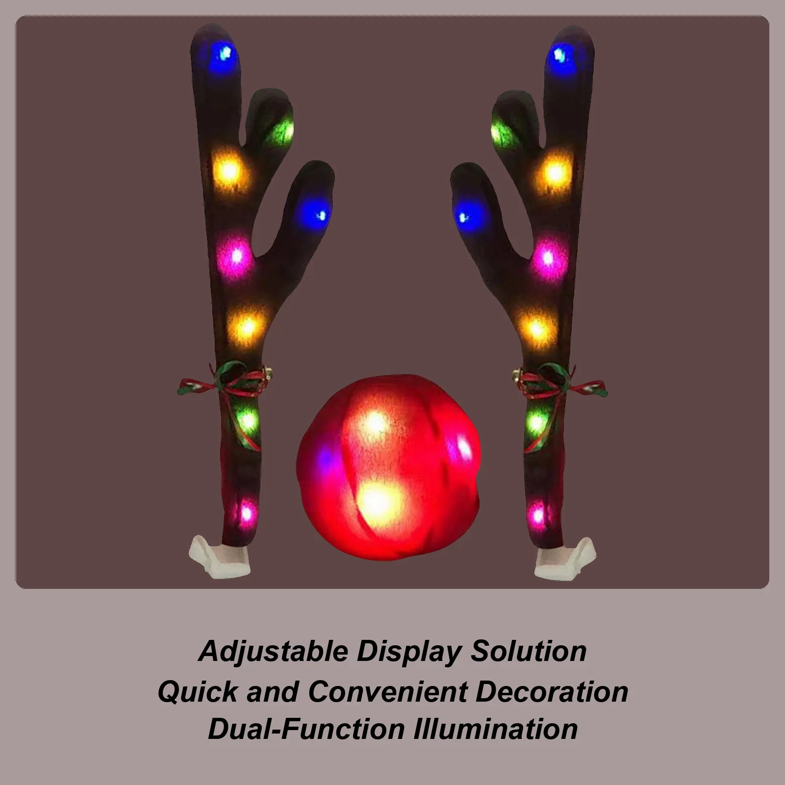 قرون السيارة لعيد الميلاد، لوازم عطلة LED لطيفة مع أجراس جلجل، ديكور سيارة عيد الميلاد للسفر والمناسبات الخاصة اليومية #1