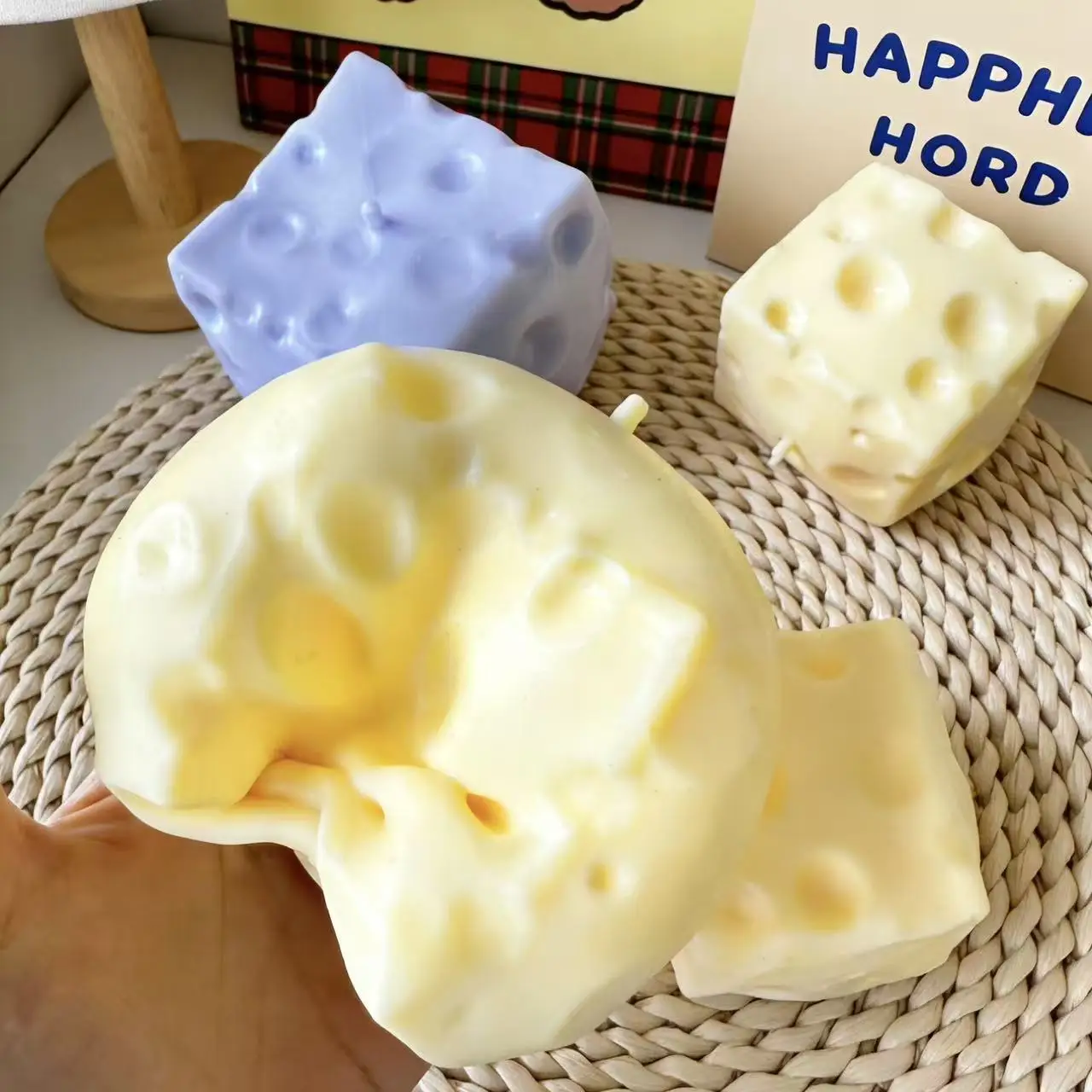 8cm Jumbo Cheese Cube Stress Ball Big Cheese Shapeable Squeeze Ball Non-Bounce Fidget Toy ASMR Sensory Anti-Stress Festival Gift