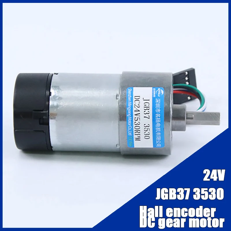 24V Hall Encoder 37mm DC Metal Gear Reducer Mini Motor JGB37-3530B CW CCW High Torque Micro Motor