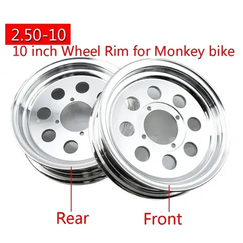 Tubeless Aluminum Wheel Rim  2.50-10 inch Front Rear For Honda Monkey Mini Trail 50 bike Motorcycle Accessories Spare Modified