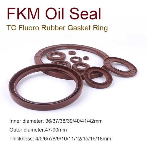 1 unidad de sello de aceite de esqueleto FKM ID36/37/38/39/40/41/42mm OD47-90mm THK4-18mm TC cubierta de anillo de junta de goma fluorada doble labio con resorte