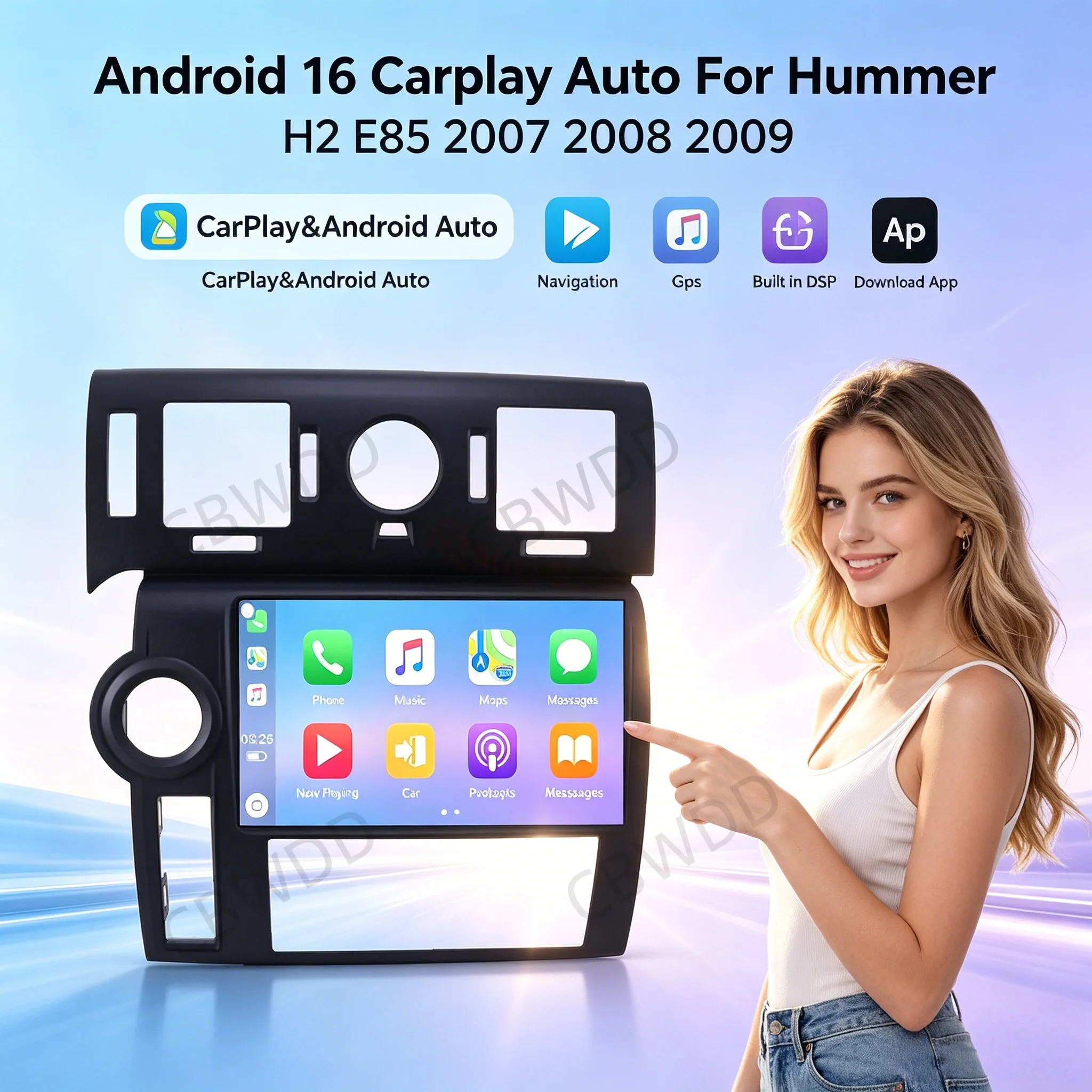 Radio para Auto Android 16 con Carplay para Hummer H2 E85 2007 2008 2009, Reproductor con Pantalla 2K, Unidad Principal con Bluetooth, WIFI+4G, Estéreo, Multimedia y Video