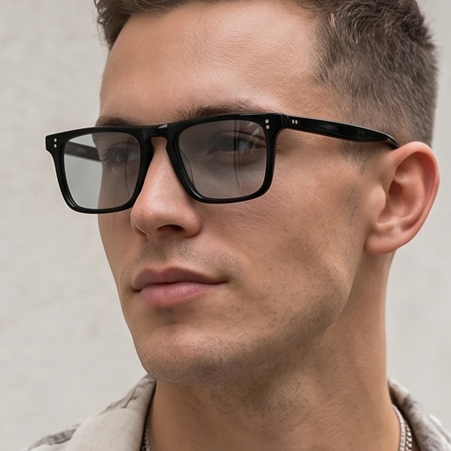 

Classic Black Frame Square Sunglasses for Men Retro Rectangle High Quality Handmade Acetate UV400 Protection Driving Glasses Dai