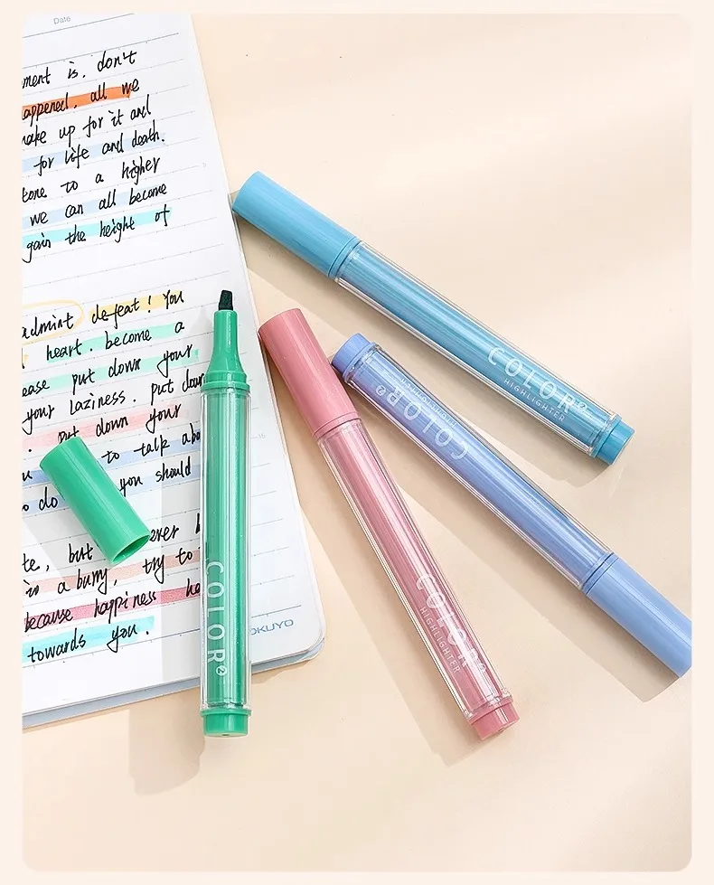 Kawaii قلم تحديد للملاحظة لطيف ألوان الباستيل القرطاسية أقلام خطاط (ماركر) الطلاب المجلات اللوازم المدرسية هدية فكرة