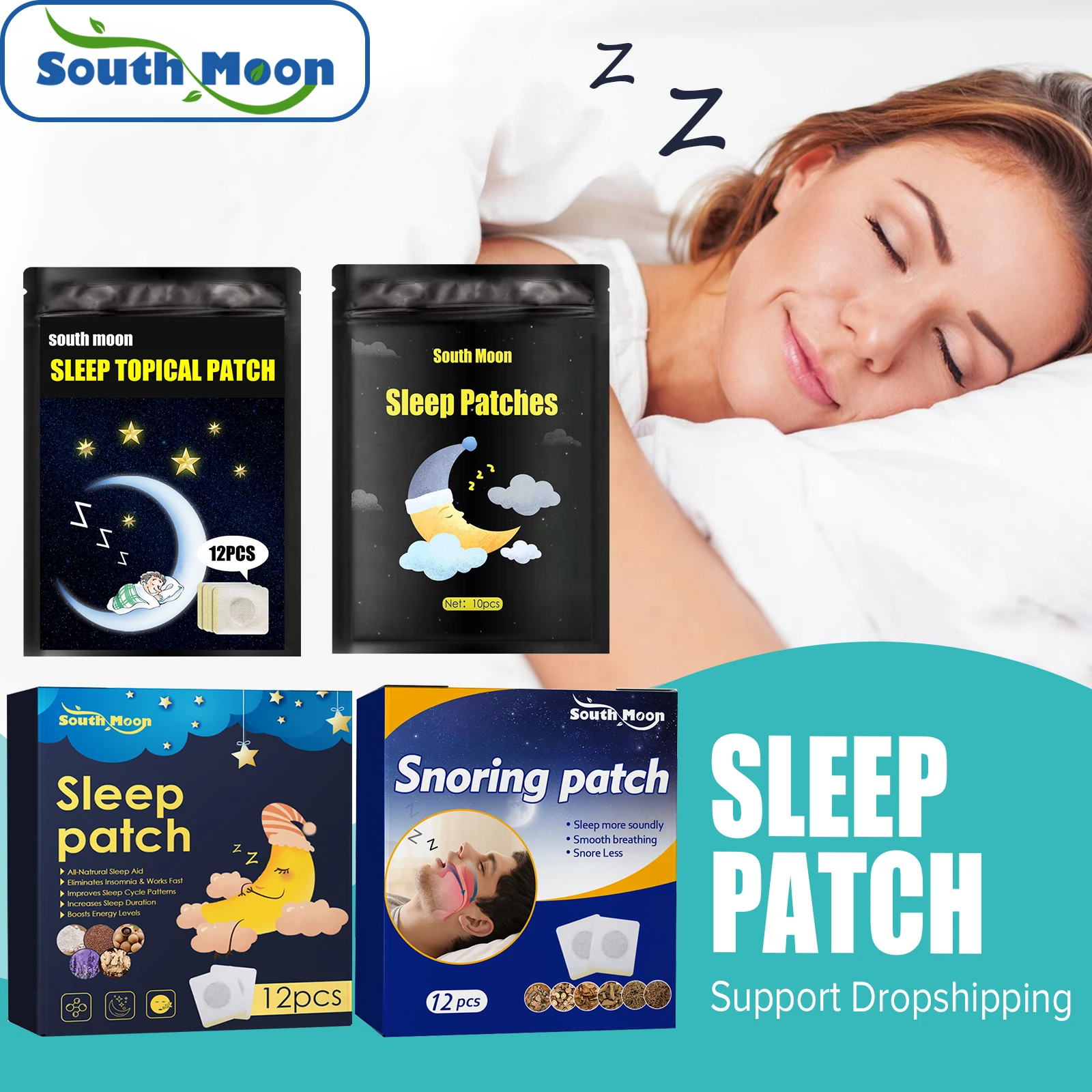 

South Moon Sleepy Aid Patch Natural Relieve Nighttime Dreaminess Stress Anxiety Improve Insomnia Brain Relax Fast Sleep Patches