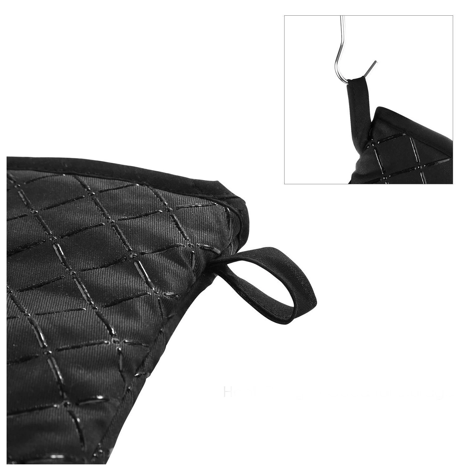 

Oven Gloves Non-Slip Kitchen Oven Mitts Heat Resistant Cooking Gloves for Cooking, Baking, Barbecue Potholder, Black, 1 Pair HOT