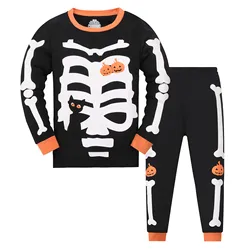 Family Feeling Kids Toddler Girls Boys Skeleton Pajamas Sets For Xmas Halloween Toddler Glow In The Dark Cosplay Suit Hot Sale