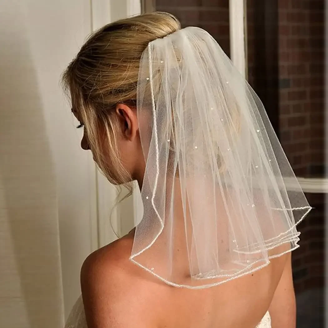 1 Tier Rhinestone Bridal Veil with Comb Women's Short Veils 2025