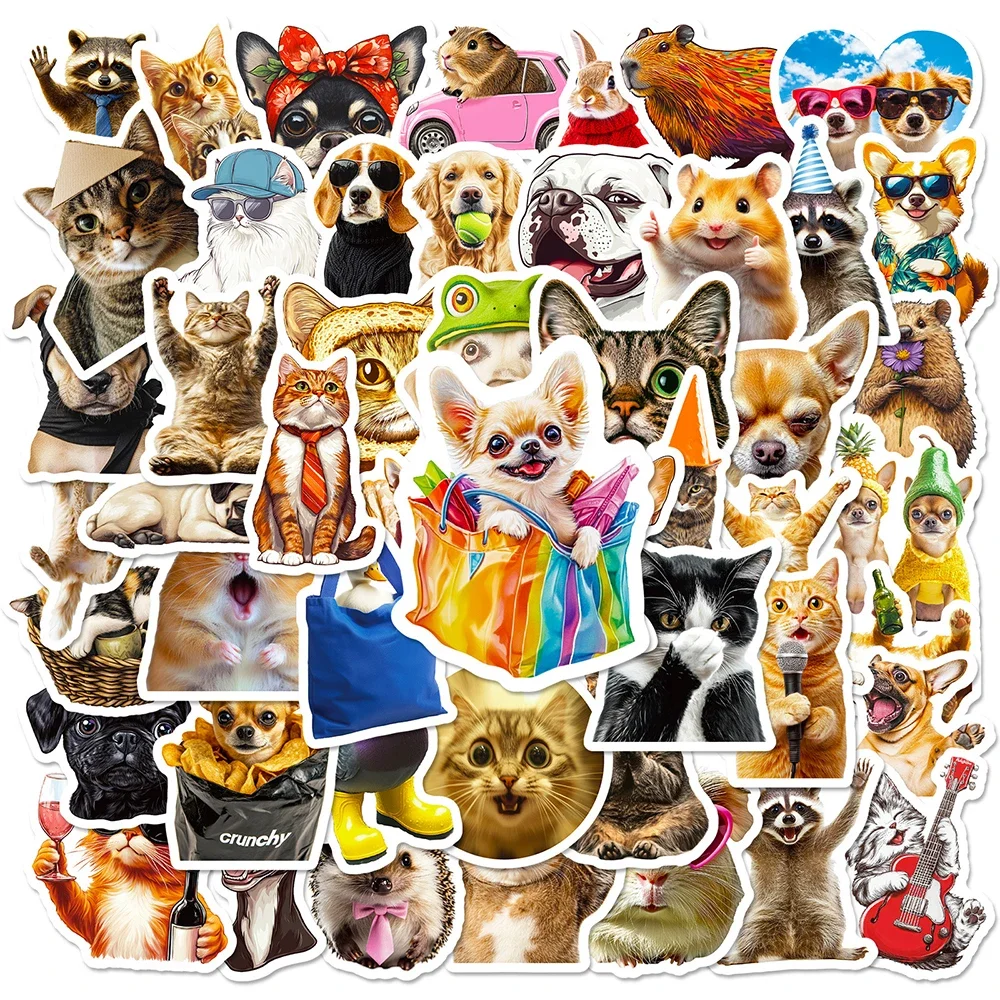 10/30/50pcs Cartoon Cute Animals Stickers Kawaii Cat Dog Aesthetic DIY Laptop Guitar Travel Luggage Skateboard Graffiti Sticker