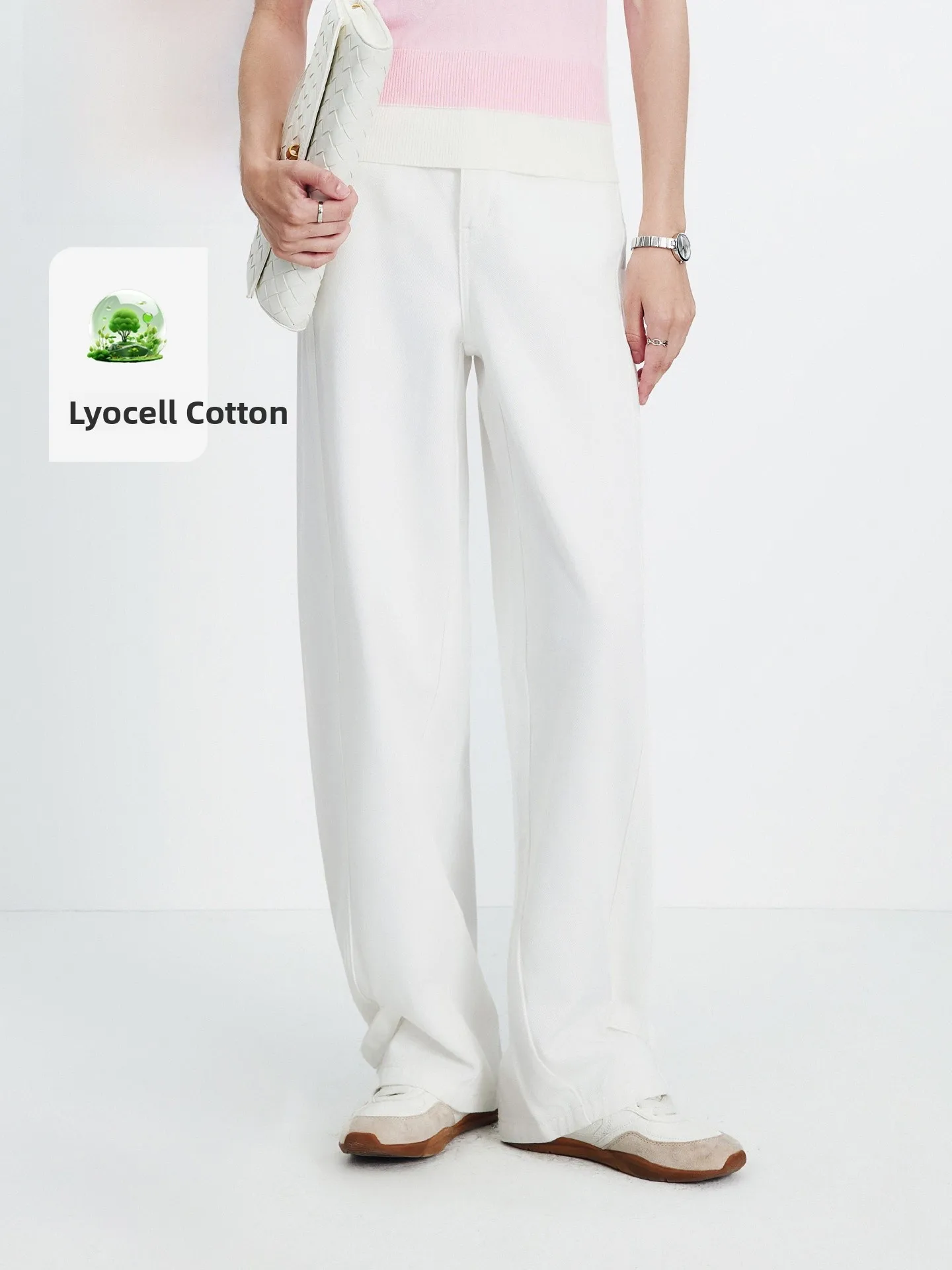 

High Waist White Denim Jeans Women's Spring New Style Navigare Little Sailing Boat Banana Shaped Knife Pants