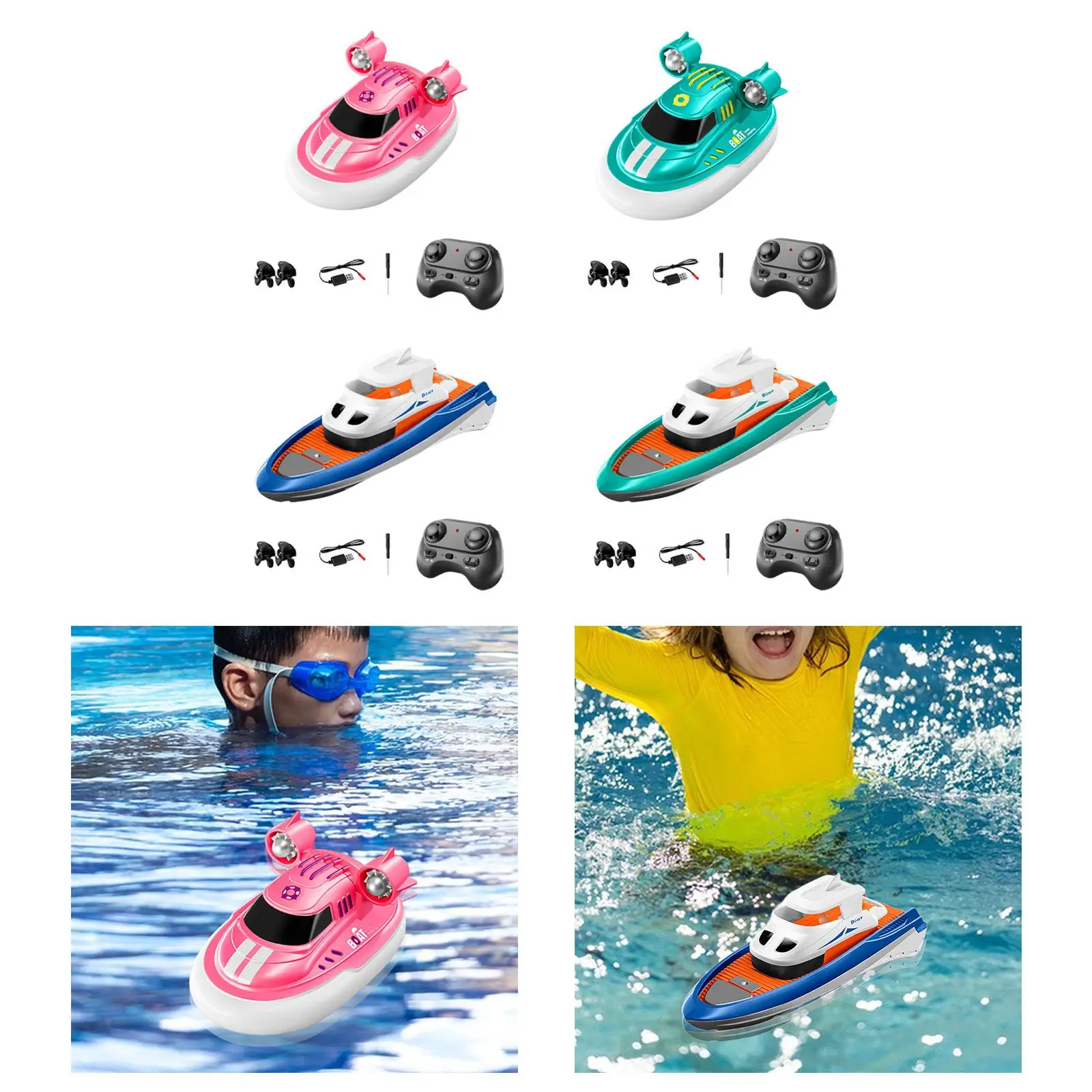 1/32 RC Boat for Kids Birthday Gifts Bathtub Toy Boats for Children Pools