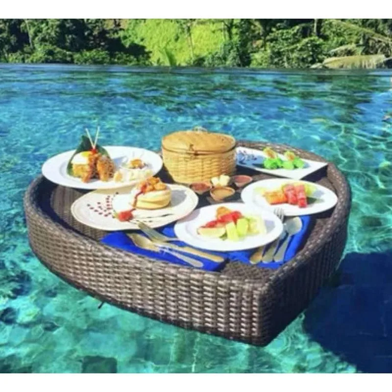 B&B Hotel Pool Dining Tray Floating Heart-shaped Basket Round Rattan