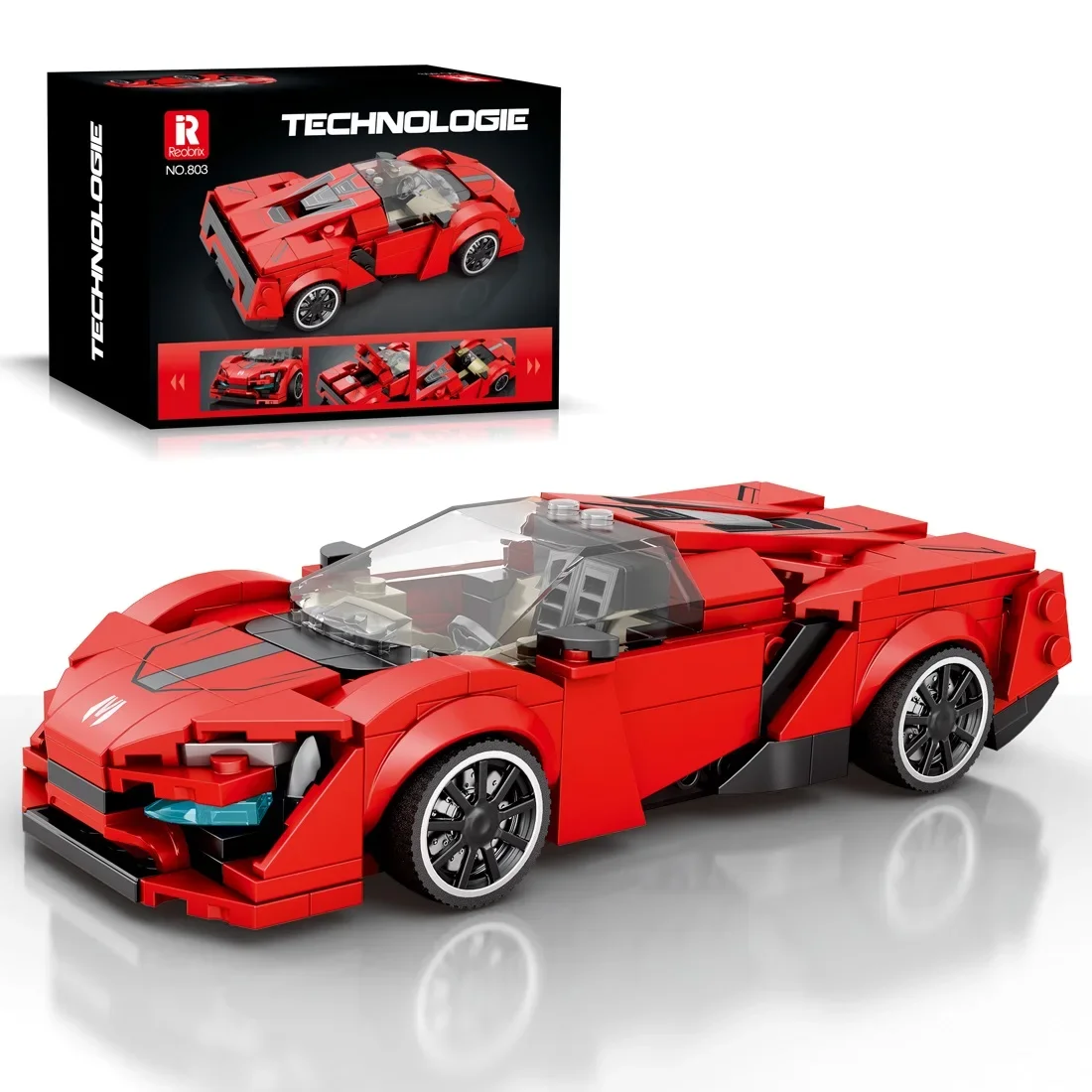 301PCS Red Sports Car Building Block Creative Speed Vehicle Classic Car Model Bricks Desktop Display Toys For Kids Holiday Gifts