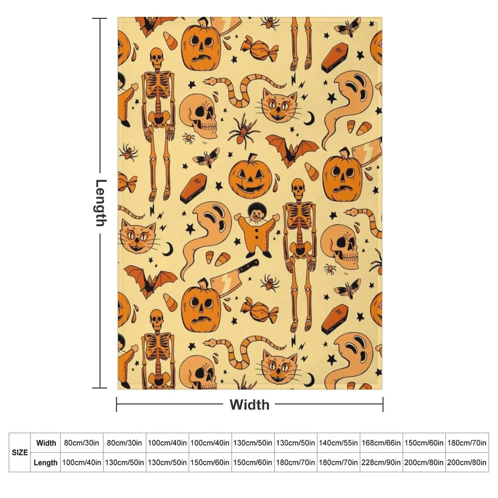 Old School Halloween Throw Blanket Luxury Designer Soft Big Bed Warm Tourist Travel Blankets