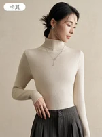 Turtleneck Sweater Women's Autumn and Winter Plush Bottoming Shirt with Stacked Collar Integrated Plush Warm Knitted Top 5