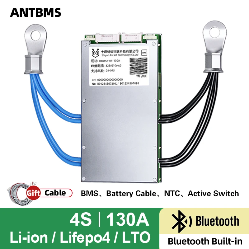 ANT الذكية BMS 4S Li-ion Lifepo4 LTO بطارية ذكية bms 12 فولت مستمر 130A الذروة 325A بلوتوث المدمج في لوحة التوازن الذكية