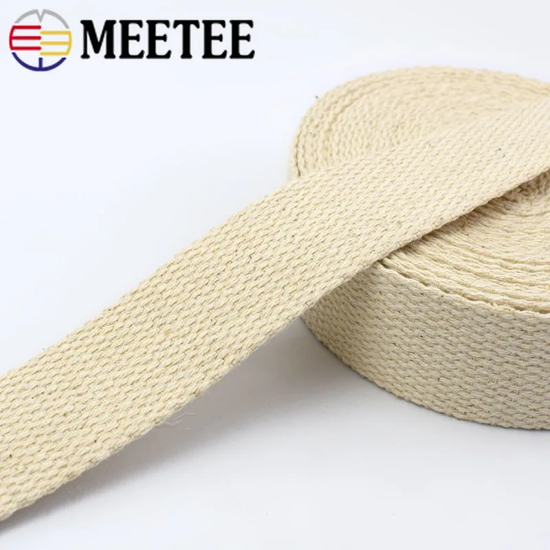 5M 1.5mm Thick Polyester Cotton Webbing Tapes 20-50mm Canvas Ribbon Band Bag Strap Belt Sewing Tape DIY Clothing Accessories