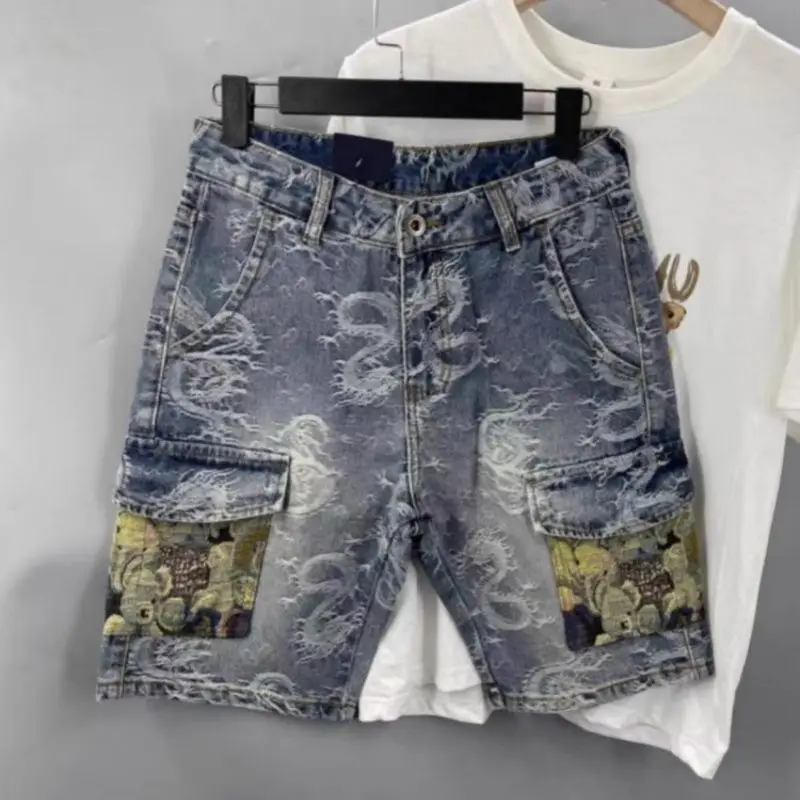 

Five-point pants loose straight denim shorts men's summer thin trendy men's pants