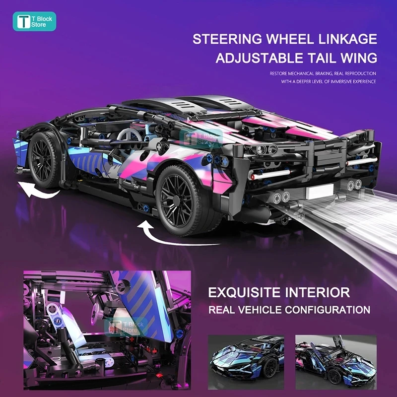 City Technical Car Cyberpunk Lambo Sian FKP37 Speed Racing Vehicle Building Blocks Fit 42115 Assembly Toys For Kid Birthday Gift