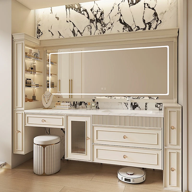 

-For Rock Sinks Bathroom Cabinet French Vanity Ceramic Vertical Portable Toilet Wall Shelves Desk Storage Organizer Espejo Furni