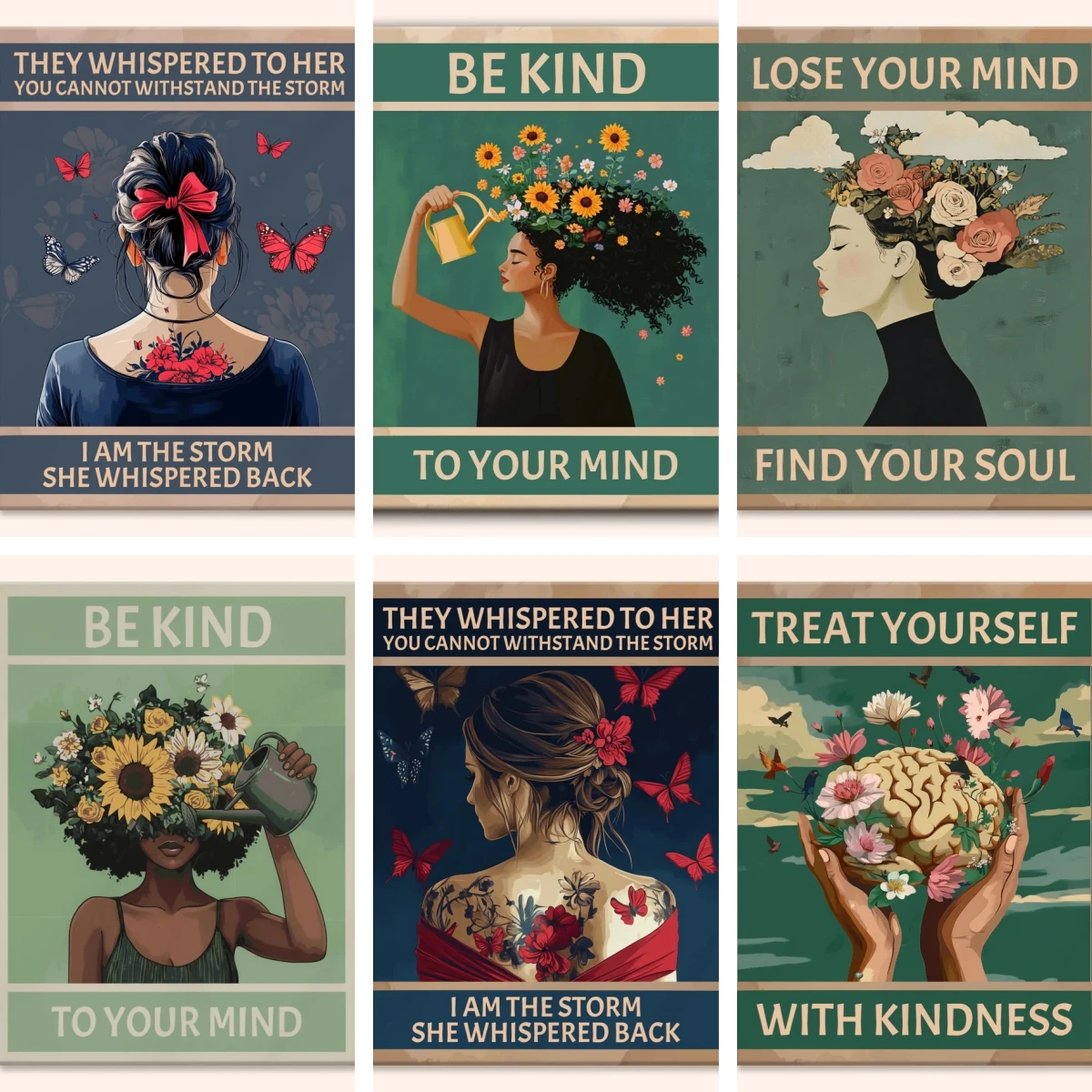 

Алмазная мозаика: Постер «Будь добрым к своему разуму» (DIY, полная выкладка стразами), мотивационная цитата о заботе о себе, искусство для улучшения психического здоровья