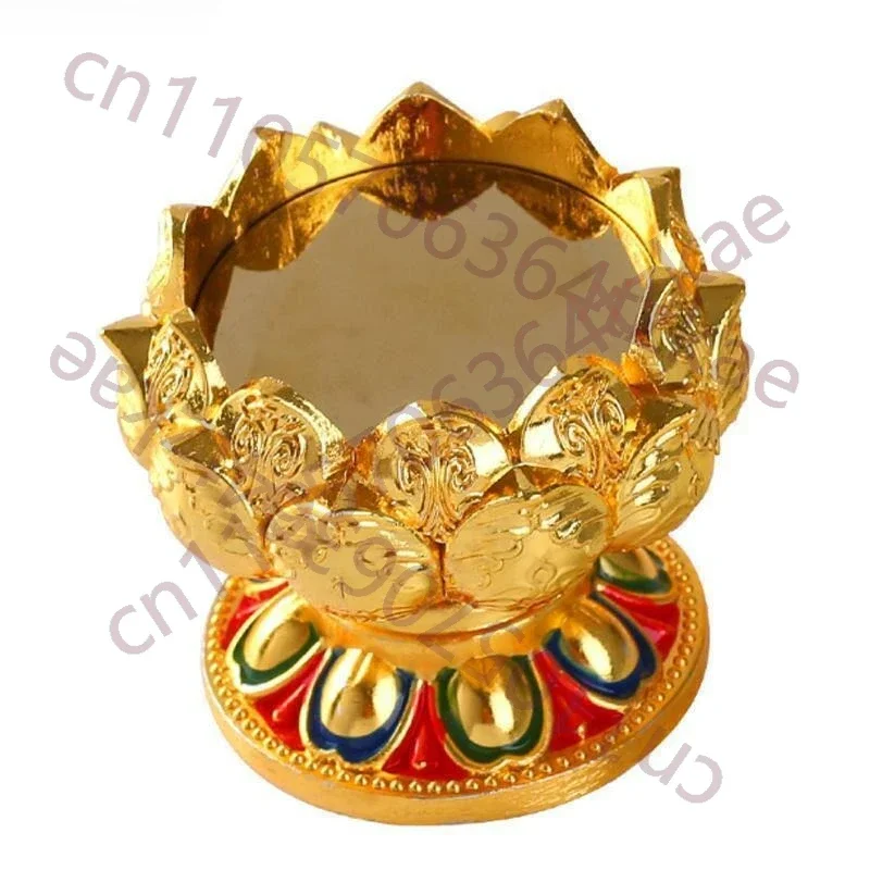 1pc Buddhist Supplies Buddha Pray Alloy Lotus Candle Butter Lamp Candle Holder