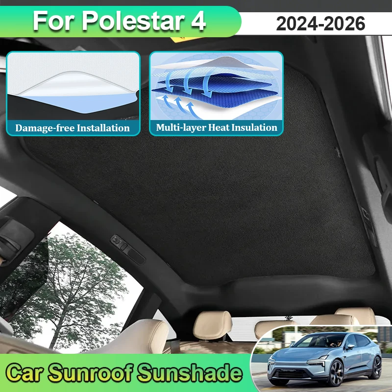 For Polestar 4 2026 Accessories 2024 2025 Car Sunroof SunShade Electrostatic Sorption Glass Skylight Auto Interior Sticker Tools